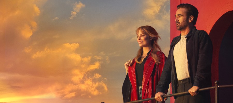 Margot Robbie and Colin Farrell in a scene from A Big Bold Beautiful Journey.