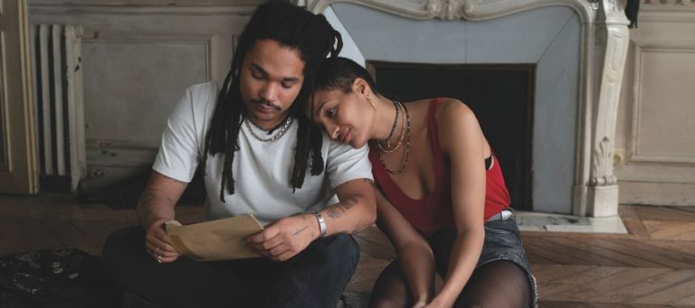 Indya Moore as Skye and Luka Sabbat as Billy reminisce in Father Mother Sister Brother.